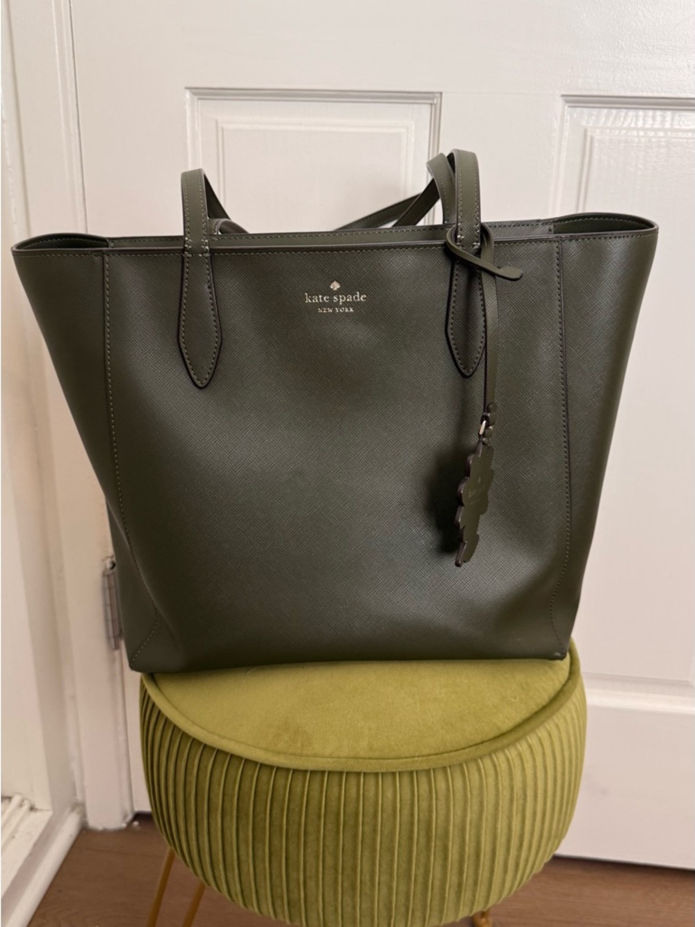 Kate Spade olive green leather tote